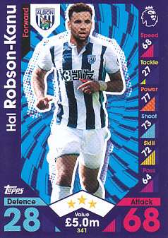 Hal Robson-Kanu West Bromwich Albion 2016/17 Topps Match Attax #341
